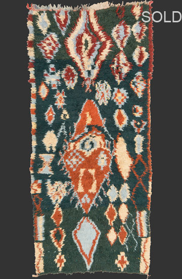 TM 2419, pile rug from the Antifa tribe, northern edge of the Azilal province, central High Atlas, Morocco, 1990/2000, 250 x 115 cm (8' 3'' x 3' 10'') ...more