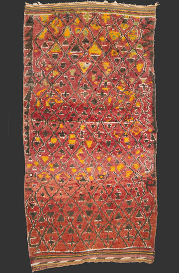 TM 2308, pile rug, Ait bou Ichaouen (a fraction of the Ait Seghrouchène du Sud, north + north-east of #Talsint) in Morocco's wild east, 1980s, 415 x 205 cm / 13' 8'' x 6' 9'' ...more