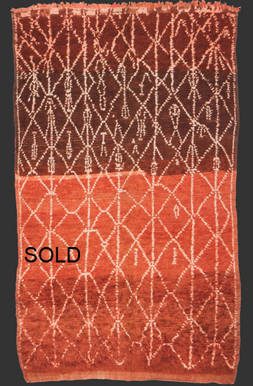 TM 2115, Ait Youssi pile rug with muted colours, low pile with soft kilim-like structure, south eastern Middle Atlas, Morocco, 1950s/60s, 315 x 170 cm (10' 4'' x 5' 8'') ...more