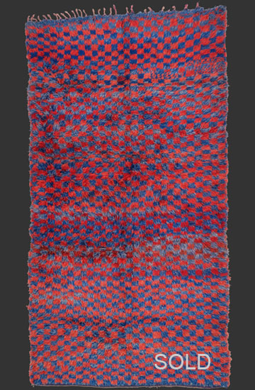 TM 2313, rare Beni Mguild checkerboard pile rug, central Middle Atlas, Morocco, 1960s, 350 x 185 cm (11' 6'' x 6' 2''), high resolution image + price on request








