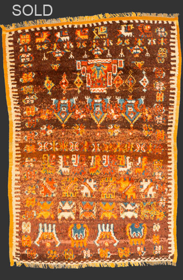 TM 2004, fine Ait Ouaouzguite or Zenaga pile rug with a rare informal design, Jebel Siroua region, southern Morocco, 1950/60s, 160 x 110 cm (5' 4'' x 3' 8'') ...more